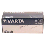 V337 Varta, Box 10 pile Siver Oxide 1,55V. Equivalente: SR416SW, 337, SB-A5, 623, 280-75. IEC: SR416SW