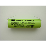 GP180AA1A1H, Batteria Ricaricabile Cilindrica Ni-MH con lamelle, Size AA, 1,2V, 1800mAh