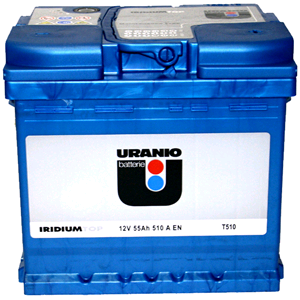 C510, Batteria Auto Uranio (by Fiamm) Iridium Chrome 55Ah. 510A EN Polo  Pos.: DX (ex T510). Gruppo Dim.: L1. Fis. Base: B13. Dim. 207x175x190mm