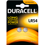 LR54/2 Duracell, Blister 2 pile Alcalina LR54. Equivalente: AG10, V10GA, G10A, 10GA, 189, GP189, LR1130, L11