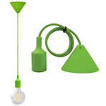 929904, Ceiling pendant with cable and E27 lamp holder - Green