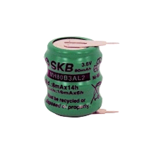 mínimo Camino cajón Vendita 38363544 SKB, Batteria ricaricabile Ni-MH 3,6V 80mAh con 2 pin da  c.s. Dimensioni: 18,6x15,5mm. per uso tampone memoria SKB - 38363544