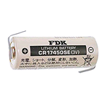 CR17450SE-TAGS,Batteria Lithium 3V FDK (ex Panasonic) 3 Volt 2500mAh. con lamelle, Size: CR17450. Diam. 17x h.45mm. Standard Discharge Current (mA): 0,5 mA