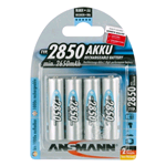 5035212, Ansmann,  Blister 4pz. batterie ricaricabili Ni-MH 2850mAh size stilo AA, Typ. 2850 (min. 2650 mAh). Sostituisce il cod. 5035092