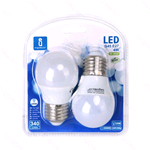 AIG183769, Blister 2pz. Lampadina a LED E27 Mini Sfera 4W Bianco Freddo 6400K, 340 lm 230Vac. Angolo: 230°