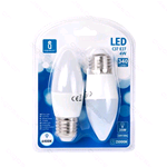 AIG183806, Blister 2pz. Lampadina a LED Oliva E27 4W Bianco Freddo 6400K, 340 lm 230Vac