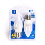 AIG191733, Blister 2pz. Lampadina a LED Oliva E27 6W Bianco Caldo 3000K, 480 lm 230Vac