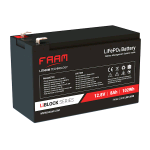 LIB12-8, FAAM Li-BLOCK, Batteria Litio Ferro Fosfato (LiFe-Po4) 12,8V 8Ah, Term. Faston 6,3mm, Peso: 1,2Kg.