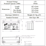 FHP12-150 FAAM, Batteria AGM VRLA Ermetica Ricaricabile al Piombo 12V 150Ah (20 hr.) M8. Contenitore di tipo ABS resistente agli urti e ritardante la fiamma secondo la UL94:V0 IEC 707. Vita di progetto >10-12 anni (a 20°C) 