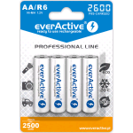 EVHRL6-2600, Blister 4 Batterie ricaricabili pre-caricate AA Ni-MH 1,2V 2600mAh. EverActive pronte per l'uso