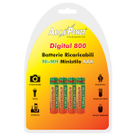 202104, AP800AAAH-C4. Blister di 4 NI-MH AAA 1.2V Digital 800. Marca: Alcapower