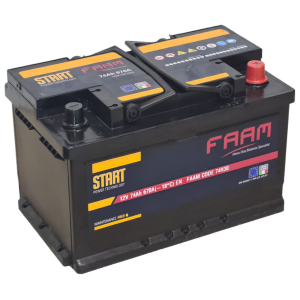 74R30 FAAM, Batteria Auto e Furgone 12V 74Ah 670EN (A) Serie START POWER  Pol. DX, Dim.27,6x17,5xH.17,5cm