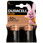 MN1400PLUS, Duracell Plus Extra Life Blister 2 Alkaline Batteries Size C Half Flashlight LR14