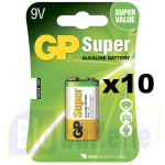 GP1604-BL10, Box of 10 blister packs of 1 9V battery (10 batteries), 6LF22