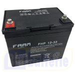 FHP12-33 FAAM, Batteria AGM VRLA Ermetica Ricaricabile al Piombo 12V 33Ah (20 hr.) M6. Contenitore di tipo ABS resistente agli urti e ritardante la fiamma secondo la UL94:V0 IEC 707. Vita di progetto >10-12 anni (a 20°C) 