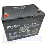 FHP12-75 FAAM, Batteria AGM VRLA Ermetica Ricaricabile al Piombo 12 80Ah (20 hr.) , 75Ah. (10hr.) M6. Contenitore di tipo ABS resistente agli urti e ritardante la fiamma secondo la UL94:V0 IEC 707. Alternativa alla batteria PV12V1575 