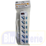 601011, Alcapower, Power strip 6 universal sockets with main switch and 6 independent switches.1,5m white