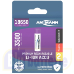 1307-0000, Ansmann 18650, Li-Ion rechargeable battery protected with safety circuit, 3.6V / 2600mAh / 9.36Wh. for electronic cigarettes