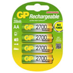 GP270AAHC4, Blister 4 Stilo Ricaricabili Ni-MH AA 2700mAh. Marca: GP Batteries