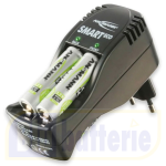 1101-0004, SmartEco Set/AA 800, caricabatterie NiCd/NiMH con 4 batterie AA 800mAh NiMH maxE. Marca: Ansmann