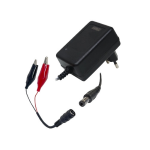 38025030, Caricatore Automatico per batterie al piombo 12V 1500mA con led di segnalazione di fine carica, con spinotto DC 5.5x2.5 con adattatore per pinze a coccodrillo