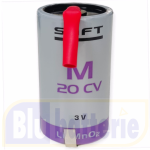 M20CV SAFT, Primary Li-MnO2 cell, 3V 12,5A lithium manganese dioxide D-size spiral cell. con lamelle. Pulse capacity > 8 A