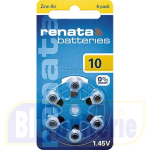 ZA10 Renata blister 6 pile Zinco Aria ZA10 1,45V 105mAh per apparecchi acustici. Swatch Group, Swiss Made