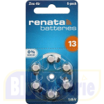 ZA13 Renata blister 6 zinc air batteries ZA13 1.45V 305mAh for hearing aids. Swatch Group, Swiss Made