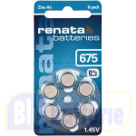 ZA675 Renata blister 6 pile Zinco Aria ZA675 1,45V 660mAh per apparecchi acustici. Swatch Group, Swiss Made