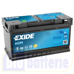 EK960, EXIDE AGM 12V 96Ah 850A CCA Battery Positive Pole DX Dimensions: 353x175x190mm