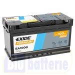 EA1000 Exide, Batteria Auto 12V 100Ah 900A(EN), Polo pos. DX , Serie Premium. Dim.35,3x17,5xH.19cm