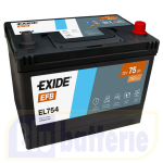 EL754 Exide, Batteria Auto EFB 12V 75Ah 750A(EN), Polo pos. DX , Serie EFB. Dim.27x17,3xH.22,2cm