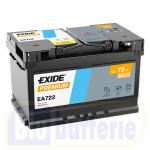 EA722 Exide, Batteria Auto 12V 72Ah 720A(EN), Polo pos. DX , Serie Premium. Dim.27,8x17,5xH.17,5cm