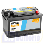 EB712 Exide, Batteria Auto 12V 71Ah 670A(EN), Polo pos. DX , Serie Excell. Dim.27,8x17,5xH.17,5cm