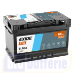 EL652 Exide, Batteria Auto EFB 12V 65Ah 650A(EN), Polo pos. DX , Serie EFB. Dim.27,8x17,5xH.17,5cm