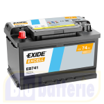 EB741 Exide, Batteria Auto 12V 74Ah 680A(EN), Polo pos. SX , Serie Excell. Dim.27,8x17,5xH.19cm