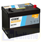 EA754 Exide, Batteria Auto 12V 75Ah 630A(EN), Polo pos. DX , Serie Premium. Dim.27x17,3xH.22,2cm