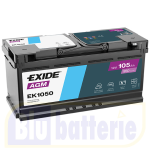 EK1050 Exide, Batteria Auto AGM  12V 105Ah 950A(EN), Polo pos. DX , Serie AGM. Dim.39,2x17,5xH.19cm